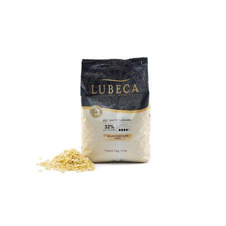 Ciocolata alba caramelizată cu un continut de 32% unt de cacao şi extract natural de vanilie  5kg